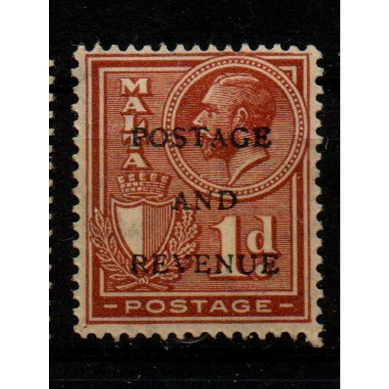 Malta Sc 151 1928 1 d orange brown Postage & Revenue ovpt on George V stamp mint
