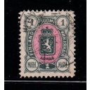 Finland Sc 43 1892 1m slate  & rose Coat of Arms stamp used