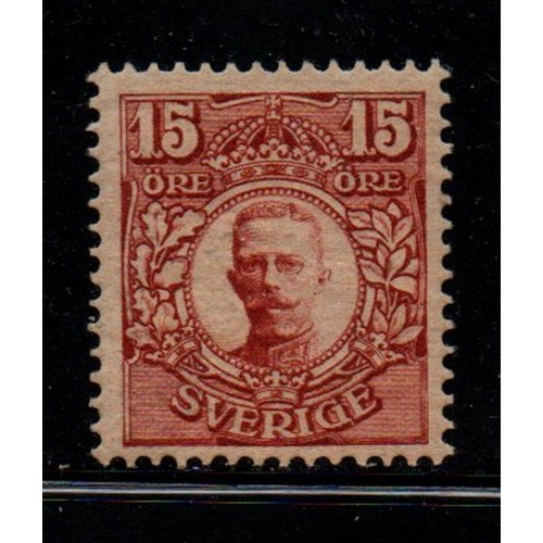 Sweden Sc 82 1911 15 ore red brown Gustav V stamp mint