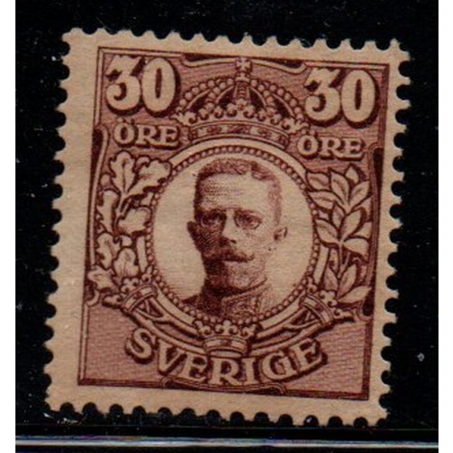 Sweden Sc 86 1911 30 ore claret brown Gustav V stamp mint