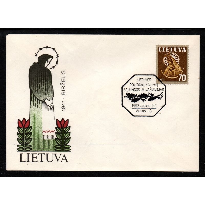 LIthuania Scott 391  Madonna stamp on 1992 cacheted cover