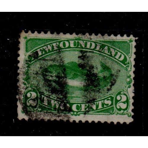 Newfoundland Sc 47 1896 2 c green Codfish stamp used
