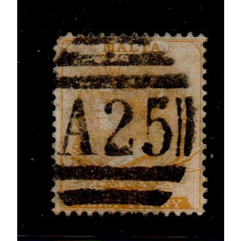 Malta Sc  7 1882 1/2d red orange Victoria stamp used