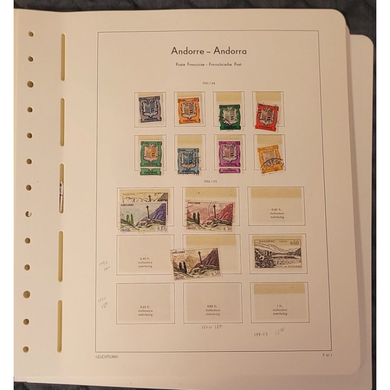 Andorra France Lighthouse hingeless pages with some stamps