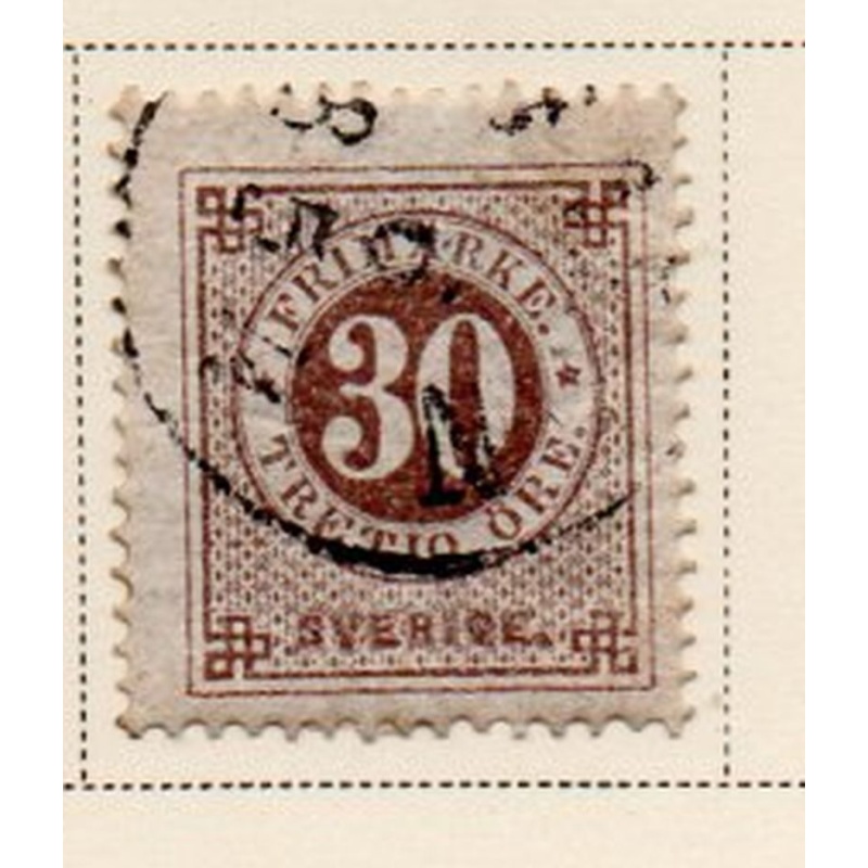 Sweden Sc 25 1872 30 ore brown stamp used