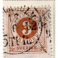 Sweden Sc 28 1877 3 ore yellow brown stamp used