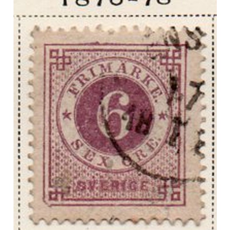 Sweden Sc 31 1877 6 ore lilac stamp used