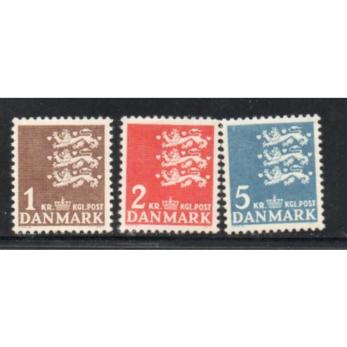 Denmark Sc 297-299 1946-47 small State Seal stamp set mint