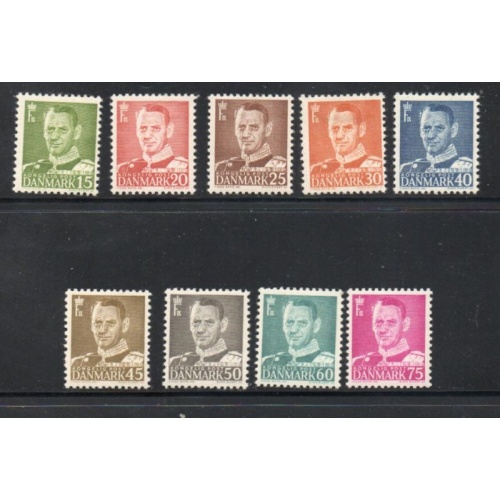 Denmark Sc 306-314 1948-1950 Frederik IX stamp set mint