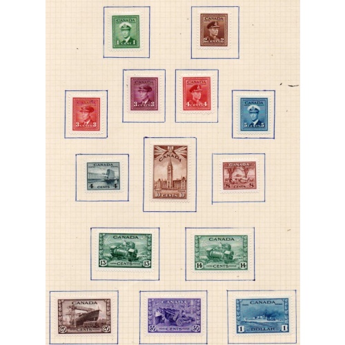 Canada Sc 249-262 1942 G VI WW II long stamp set stamp mint