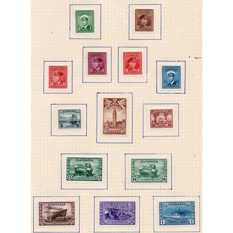 Canada Sc 249-262 1942 George VI World War II long stamp set mint