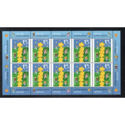 Lithuania Sc  668 2000 Europa stamp sheet of 10 mint NH