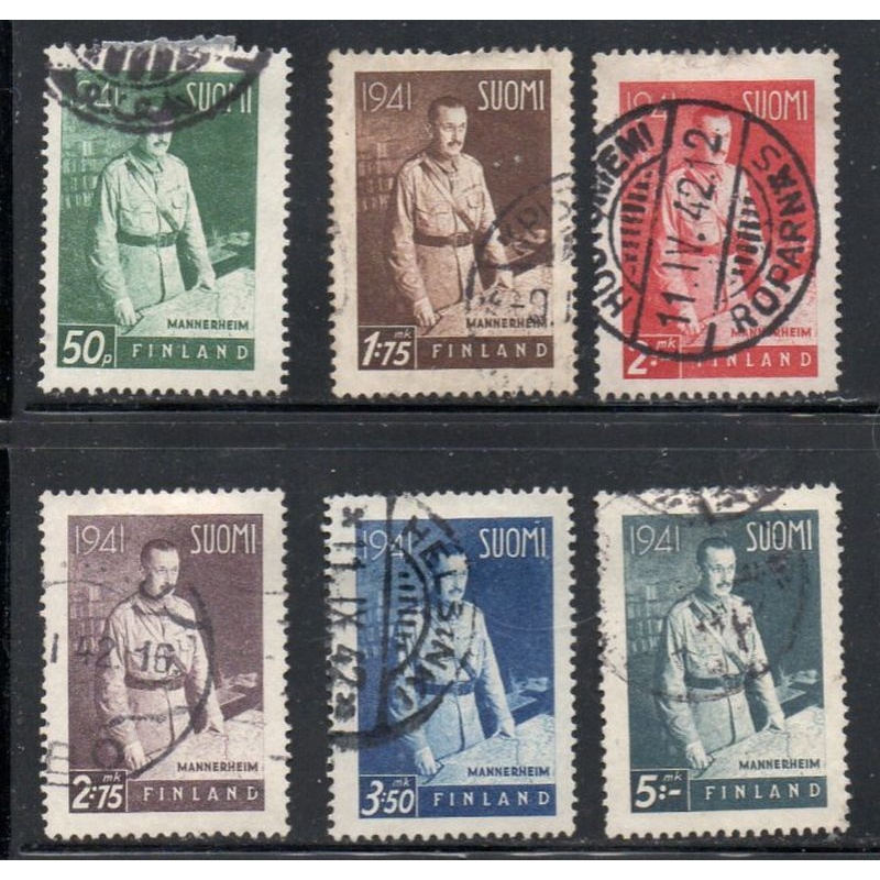 Finland Sc 227-232 1941 Baron Mannerheim stamp set used