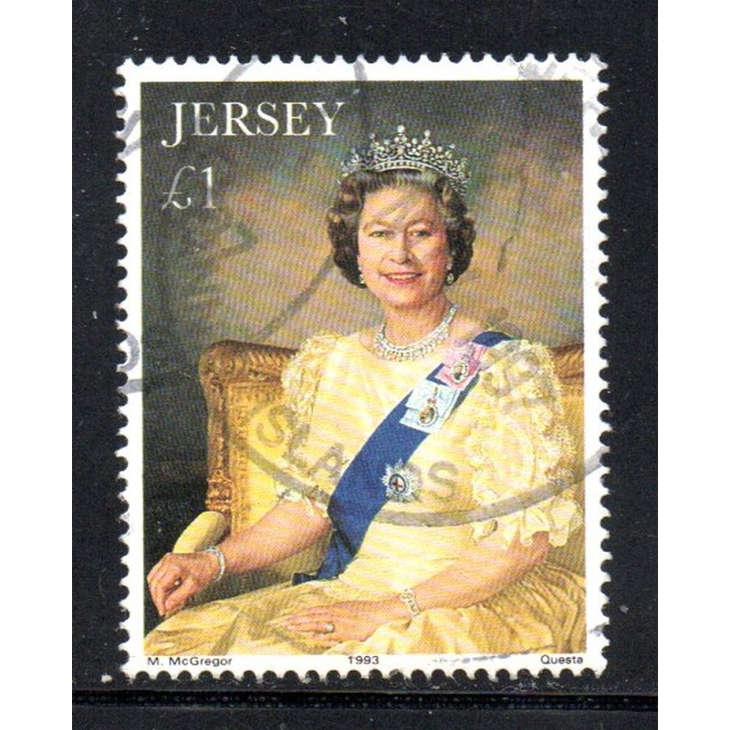 Jersey Sc 505 1993 £1 QE II stamp used