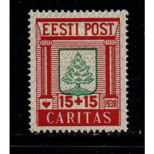 Estonia Sc B37 1938 15 + 15 mint Arms of Voru charity stamp mint
