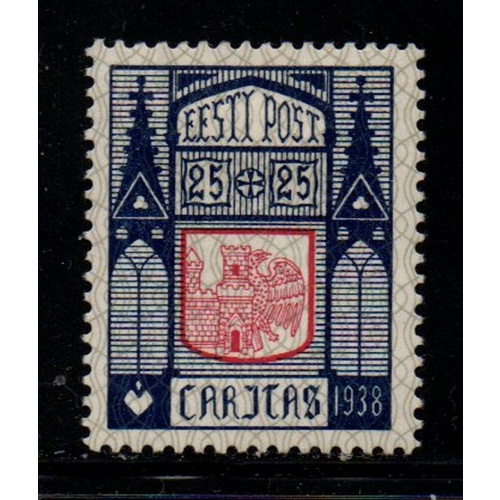 Estonia Sc B38 1938 25 + 25 mint Arms of Haapsalu charity stamp mint