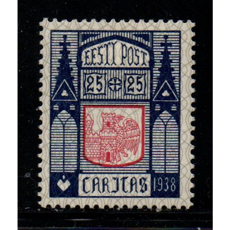 Estonia Sc B38 1938 25 + 25 mint Arms of Haapsalu charity stamp mint