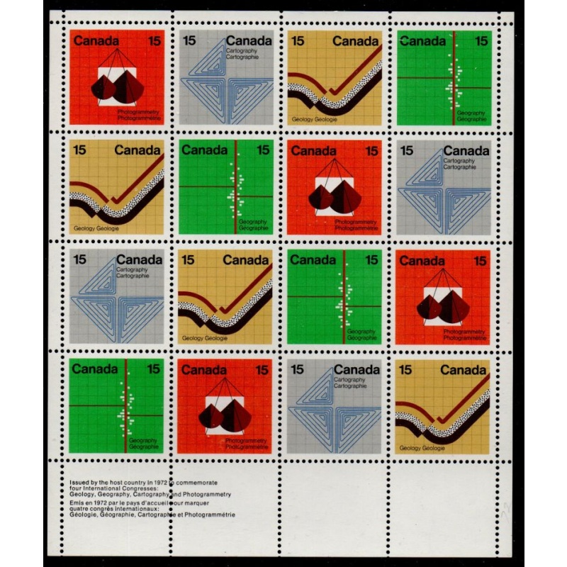 Canada Sc 582-585 1972 Earth Sciences stamp sheet of 16 mint NH
