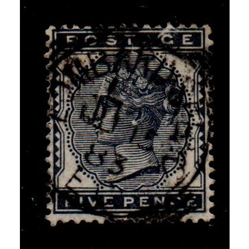 Great Britain Sc 85 1881 5d deep indigo Victoria stamp used