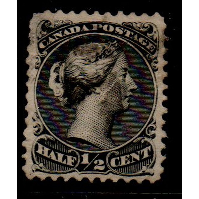 Canada  Sc 21 1868 1/2c black large Queen stamp used