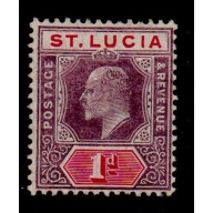 St Lucia Sc 44 1902 1d violet & carmine rose Edward VII stamp mint