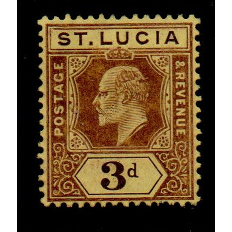 St Lucia Sc 60 1909 3d violet on yellow Edward VII stamp mint