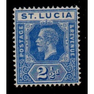 St Lucia Sc 67 1912 2 1/2d ultra George V stamp mint