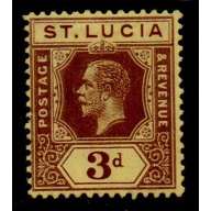 St Lucia Sc 68 1912 3d violet on yellow George V stamp mint