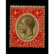 St Lucia Sc 73 1913 4d scarlet & black George V stamp mint