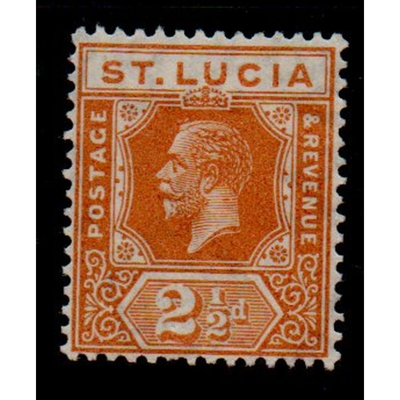 St Lucia Sc 82 1924 2 1/2 d orange George V stamp mint