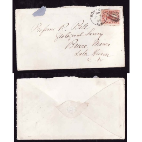 Canada-cover #14375-5c-addressee Robert Bell-Montreal,CE-Jy 3 1866-