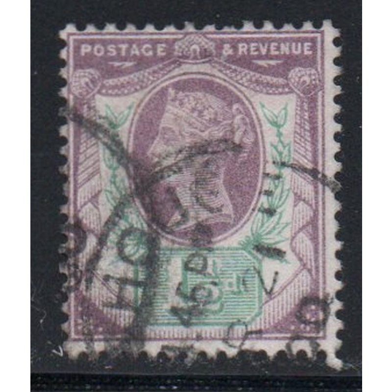 Great Britain Sc 112 1887 1 1/2d violet & green Victoria stamp used