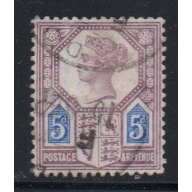 Great Britain Sc 118 1887 5 d lilac & blue Victoria stamp used