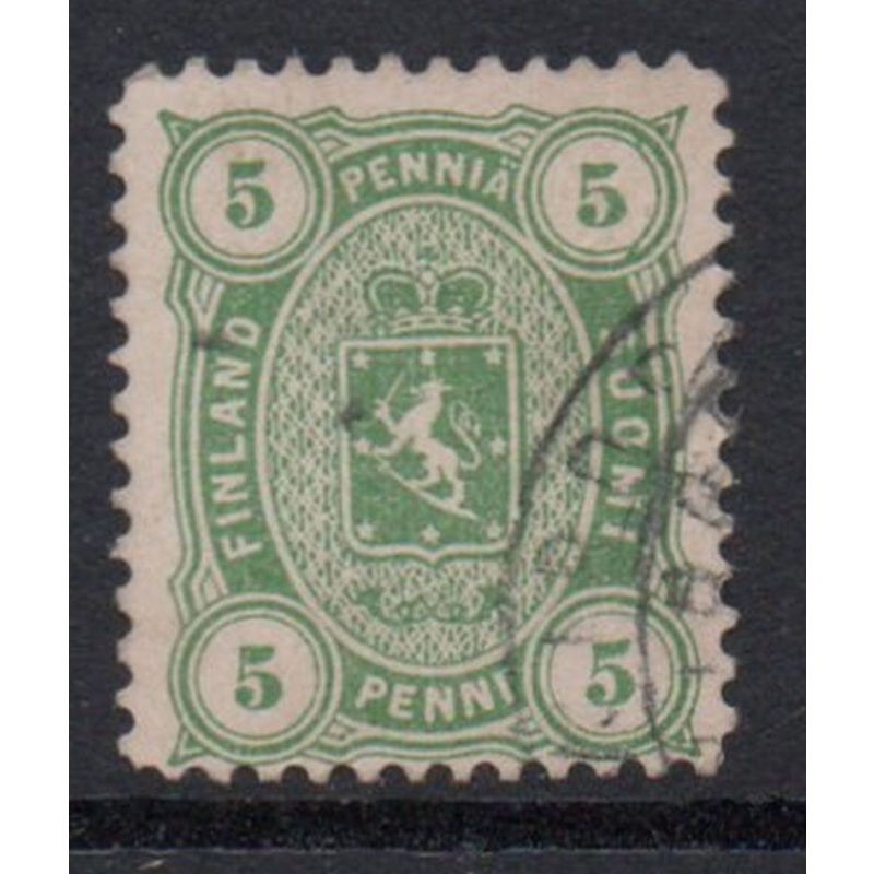 Finland Sc 31 1885 5 p emerald Coat of Arms stamp used