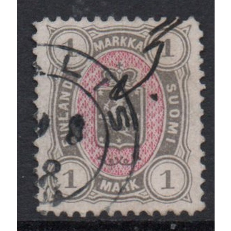 Finland Sc 35 1885 1m gray & rose Coat of Arms stamp used