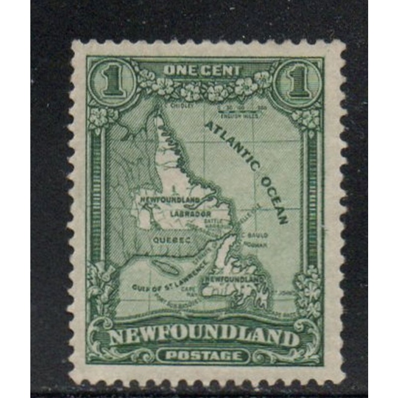Newfoundland Sc 145 1928  1c green Map stamp mint NH