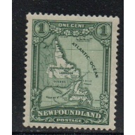 Newfoundland Sc 145 1928  1c green Map stamp mint