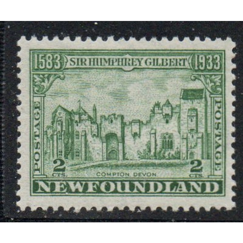 Newfoundland Sc 213 1933 2 c green Compton Castle stamp mint
