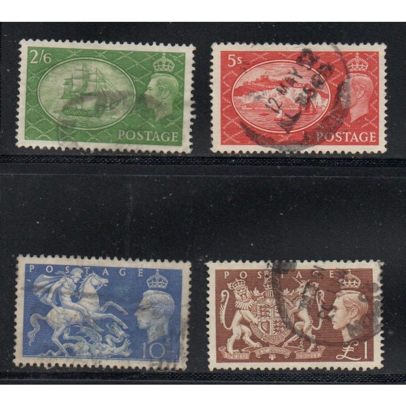 Great Britain Scott 286-289 1951 G VI high values stamp set used