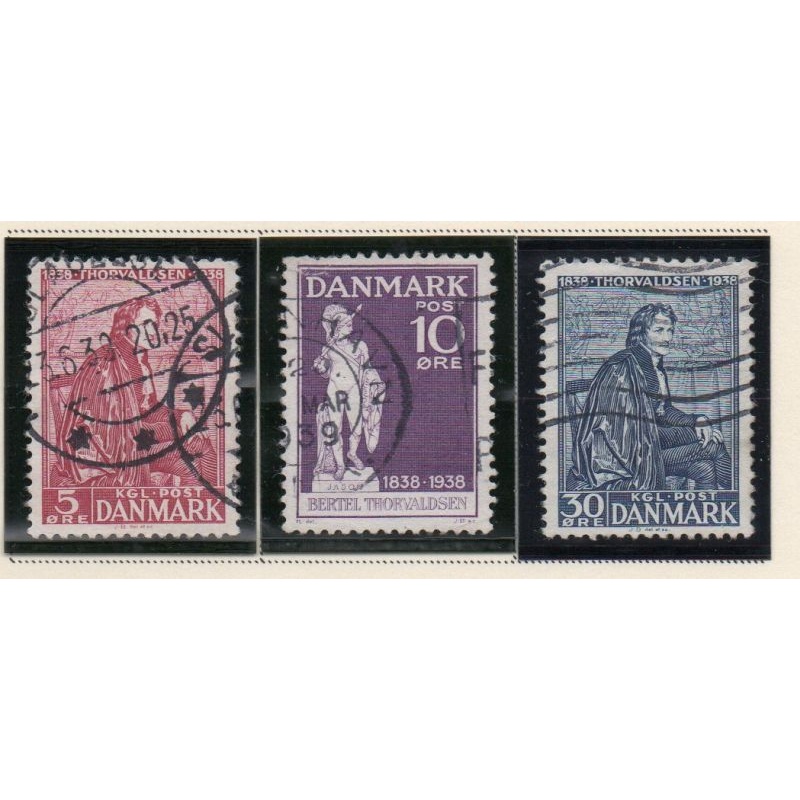 Denmark Sc 264-266 1938 Thorvaldsen stamp set used