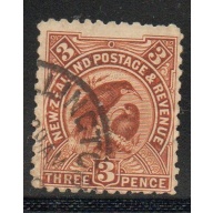 New Zealand  Sc 75 1898 3d orange brown Huia stamp used