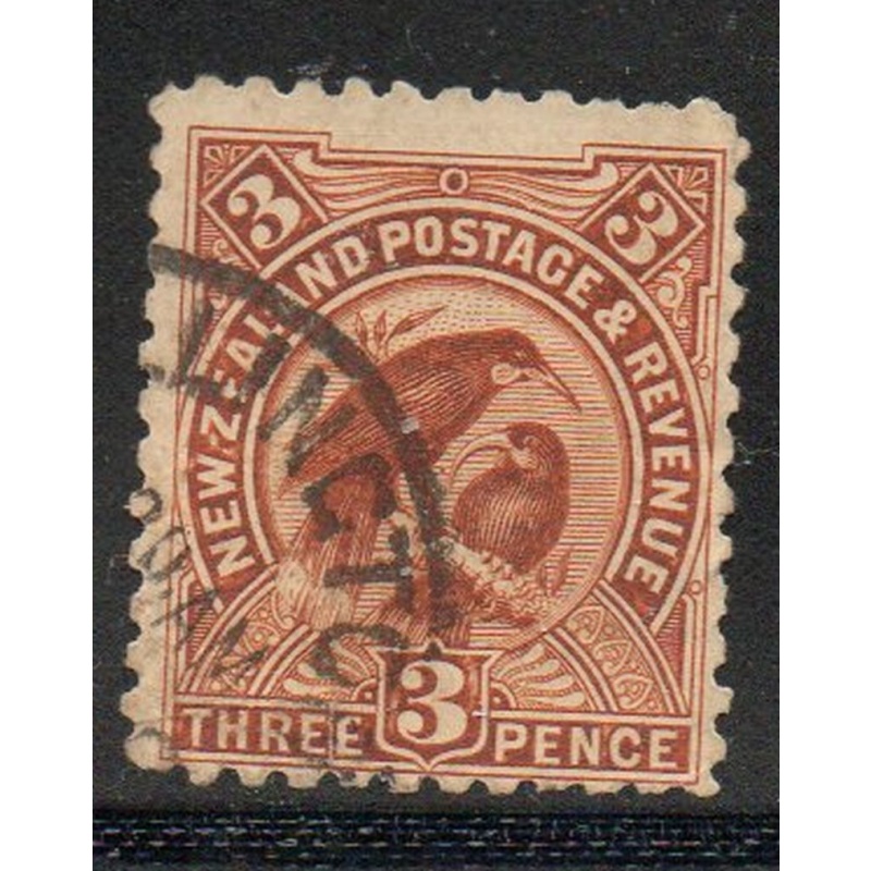 New Zealand  Sc 75 1898 3d orange brown Huia stamp used