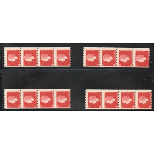 Canada Sc 409 1963 4 c carmine coil stamp 16 mint NH copies