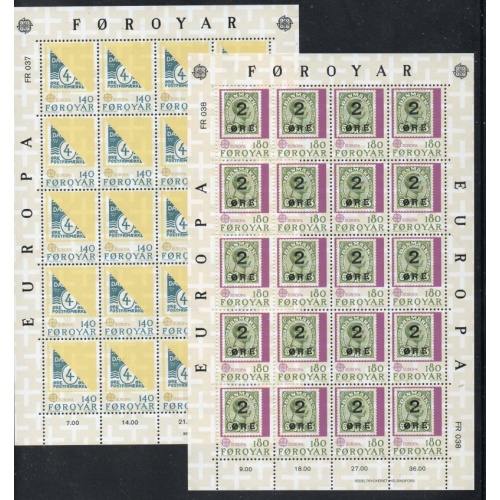 Faroe Islands Sc 43-44 1979  Europa sets in full sheets mint NH