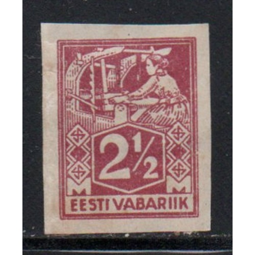 Estonia Sc 61 1922 2 1/2m claret Weaver imperf stamp mint
