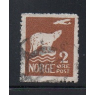 Norway Sc 104 1925 2 ore yellow brown Polar Bear & Airplane stamp used