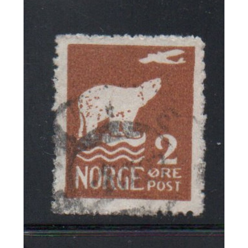 Norway Sc 104 1925 2 ore yellow brown Polar Bear & Airplane stamp used