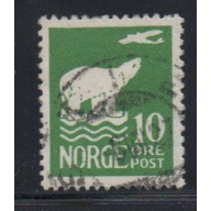 Norway Sc 107 1925 10 ore yellow green Polar Bear & Airplane stamp used