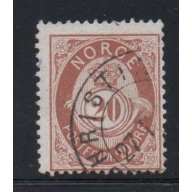 Norway Sc 43 1882 20 ore brown  posthorn stamp used
