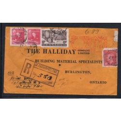 Canada St Catherines to Burlington Registered 1951 cover RPO canceel